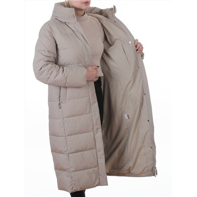 2338 DK. BEIGE Пальто зимнее женское (200 гр. холлофайбер)