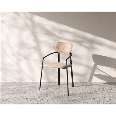 Стул Ror, Round, велюр, черный/бежевый