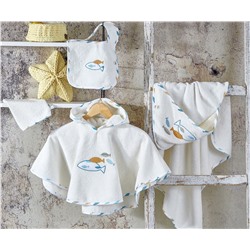Комплект Пончо 4 Предметa 0-1 год Dodo Beyaz Panço Seti - EcoCotton