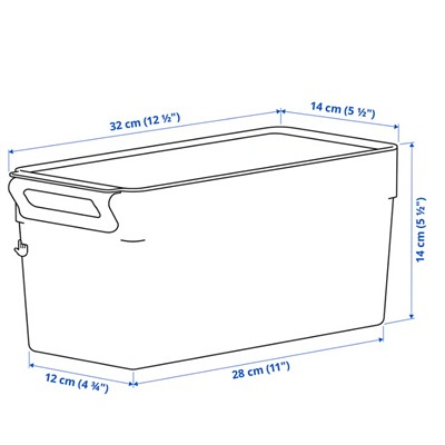KLIPPKAKTUS Aufbewahrungsbox für Kühlschrank, transparent, 32x14x14 cm