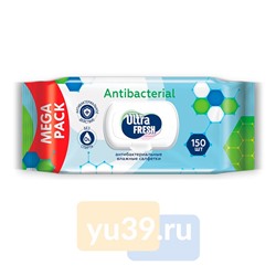 Салфетки влажные Ultra Fresh Antibacterial с клапаном, 150 шт.