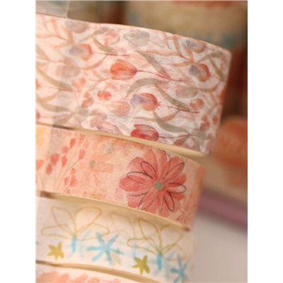 Набор декоративного скотча 10 шт. "Flower power", orange, шоу-бокс 8 шт.