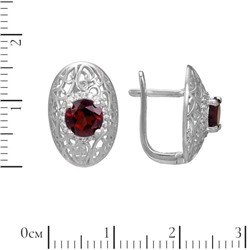 Серьги 'Ажур' с гранатом и фианитами ТГСК.880ГРR