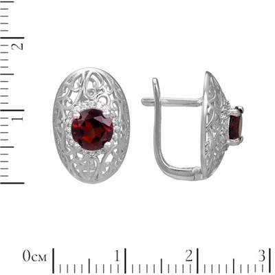 Серьги 'Ажур' с гранатом и фианитами ТГСК.880ГРR