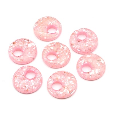 Бусина - бублик для швенз с перламутром 20*5мм цв.розовый, 1шт