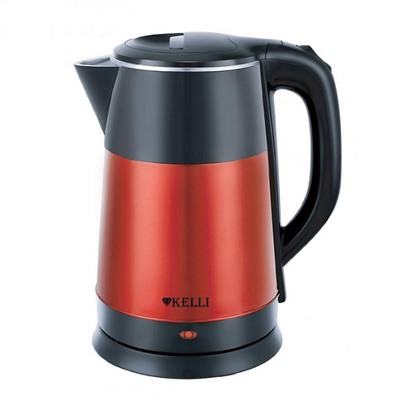 Чайник Kelli KL-1374 красный Объем 1,8л Мощность 2200Вт металл/пластик двойные стенки(12)
