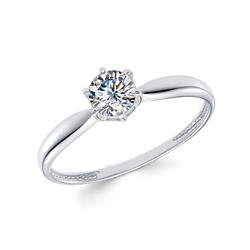 Кольцо с фианитом родированное серебро 925*