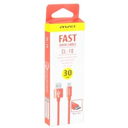 USB кабель micro USB 0.3м AWEI CL-10 текстильный (графит)