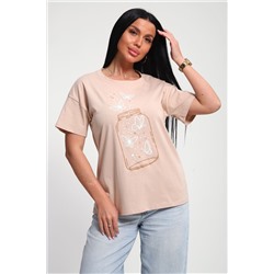 Женская футболка 85657 / бежевый