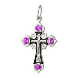 Крест с фианитом выборочно черненный серебро 925*