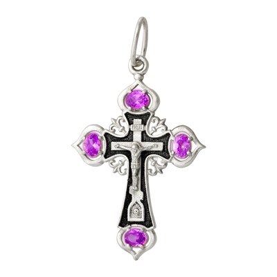 Крест с фианитом выборочно черненный серебро 925*