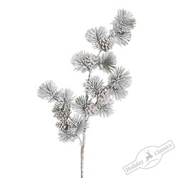 Ветка лиственницы с шишками заснеженнная, 70 см