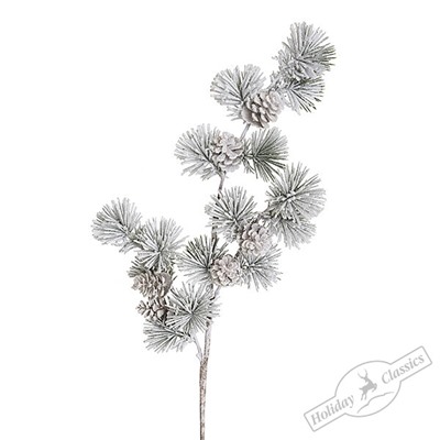 Ветка лиственницы с шишками заснеженнная, 70 см