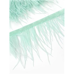 Перья декоративные на ленте, цв. мятный 10 м +/- 0,5 м, шир 8-10 см