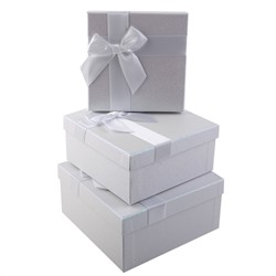 Коробка подарочная 15,5*15,5*6,5см белый с блестками КОКОС 232216/Китай