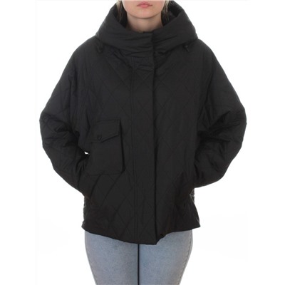 9606 BLACK Куртка стеганная демисезонная женская (100 гр. холлофайбер)