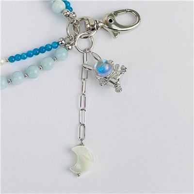 Радуга Самоцветов Брелок из Аквамарина, Апатита, Амазонита, Перламутра и Жемчуга