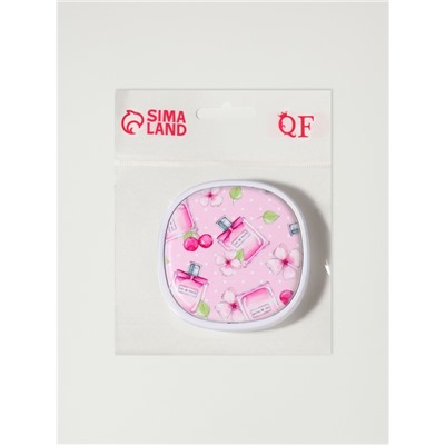 Зеркало складное «Флаконы», 7.5×7.5 см, с увеличением х2, нежно-розовое