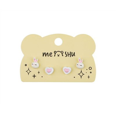Серьги MESHU "Cuteness", бижутерия, 2 пары, европодвес