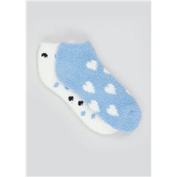 2 Pack Heart Print Cosy Trainer Socks