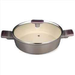 СОТЕЙНИК СО СТЕКЛ. КРЫШКОЙ И АНТИПРИГАРНЫМ ПОКРЫТИЕМ PFLUON MARBLE, 26*7,5 СМ