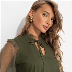 Блуза в мелкий рубчик, Вечная привилегия (зелёная)