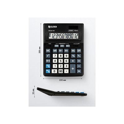 Калькулятор настольный Eleven Business Line CDB1201-BK, 12 разрядов, двойное питание, 155×205×35 мм, чёрный