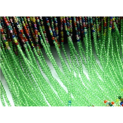 Бусины из шпинели шарик гр.2мм цв.зеленый, ассорти, 37см, 197 бусин