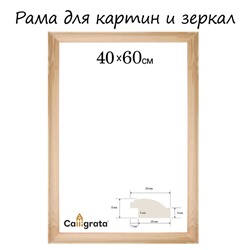 Рама для картин (зеркал) 40×60 см, профиль 37×18 мм, Emma, неокрашенное дерево (подходит для декорирования)