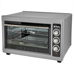 Эл. духовка DELTA с термостатом D-0123 СЕРАЯ 1300 Вт,37л,2 нагрев. элем.,1 противень,решетка, таймер