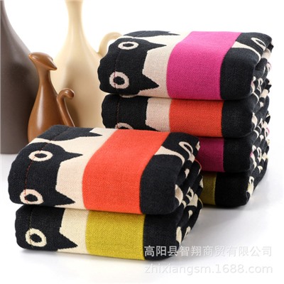 Zhiyang's new Aiwei bamboo cotton small black cat gauze square towel, soft breathable and absorbent kitchen hanging towel, factory price wholesale