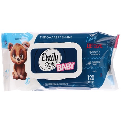 Салфетки влажные с крышкой Emily Style ЛАЙТ ДЕТСКИЕ Гипоаллергенные 0+ 120шт