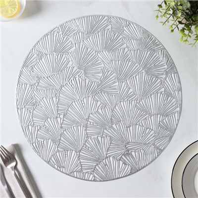Салфетки сервировочные на стол Доляна «Веер», d=38 см, 4 шт., серебряные