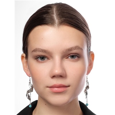 Серьги ассорти «История» скрученное перо, цвет голубой в чернёном серебре