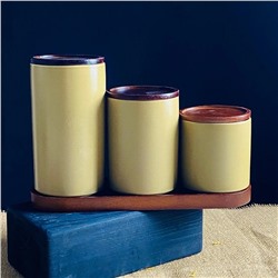 235-115 Набор из 3 банок 700/550/350мл с крышкамина подставке TROPICAL в под.уп.(х8)Фарфор