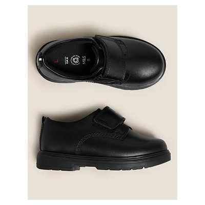 Kids' Leather Riptape School Shoes (8 Small - 1 Large)