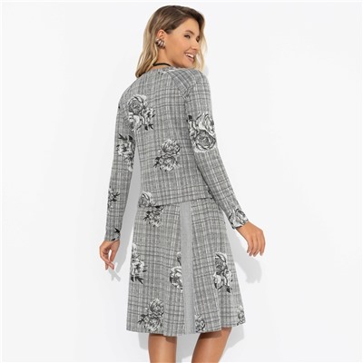 Комплект с юбкой, Инста-стиль (2 в 1, серый )