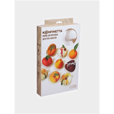 Форма для муссовых десертов и выпечки KONFINETTA «Сердца», 29.8×17.3×2.5 см, 15 ячеек (5×4.6 см), силикон, белая