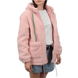 1006 PINK Куртка плюшевая демисезонная (65% хлопок, 35% полиэстер) оверсайз 44-54