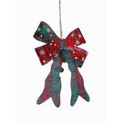 Ёлочные игрушки 2 шт. «Зимнее волшебство. Бант» пластик, клетка, 12×14 см, красный