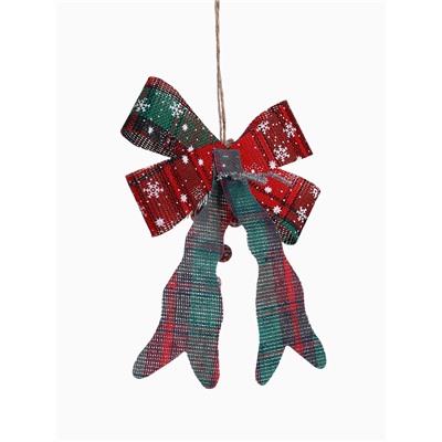 Ёлочные игрушки 2 шт. «Зимнее волшебство. Бант» пластик, клетка, 12×14 см, красный