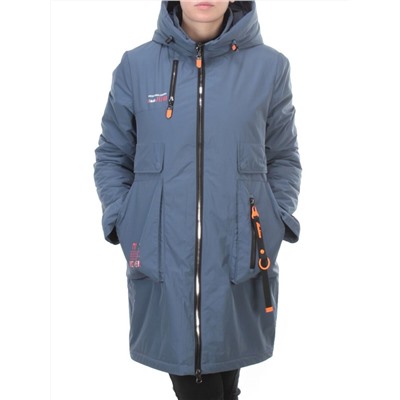 105-1 GRAY/BLUE Пальто демисезонное женское FAMILY (100 гр. синтепон)