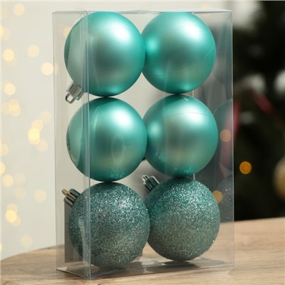 Шары ёлочные новогодние «Тепла и уюта!», пластик, d=6, 6 шт., голубые