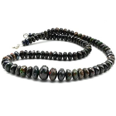 Колье натуральный опал черный, 45см, 30,6г