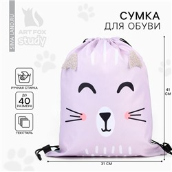 Мешок для обуви «Милый котик» с дополнительными элементами, 41×31 см