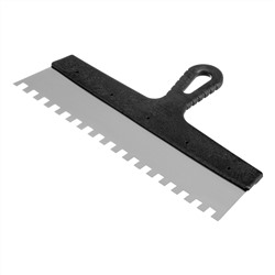 Шпатель из нержавеющей стали, 350 мм, зуб 10 х 10 мм, пластмассовая ручка Сибртех