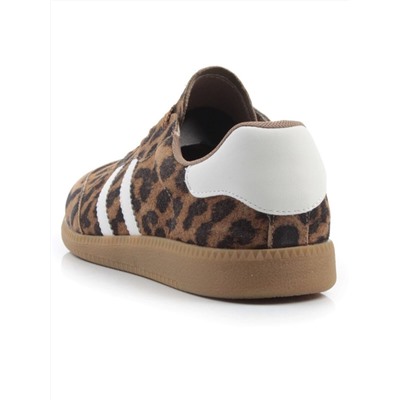 03-270-6PC LT. BROWN/LEOPARD Кеды женские (натуральная кожа)