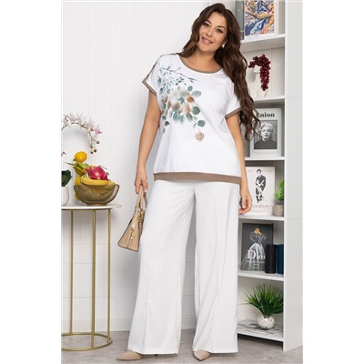 Блуза Далия (бело-коричневая) Б13803-20М