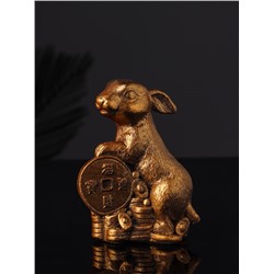 Набор: фигурка «Кролик фэншуй», подсвечник на 1 свечу, 12×20 см, гипс под бронзу