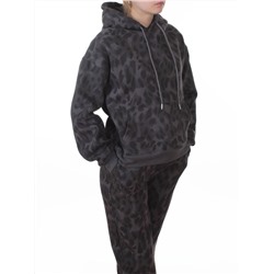 868-6 DK. GRAY/LEOPARD Костюм спортивный зимний женский (95% хлопок, 5% полиэстер)